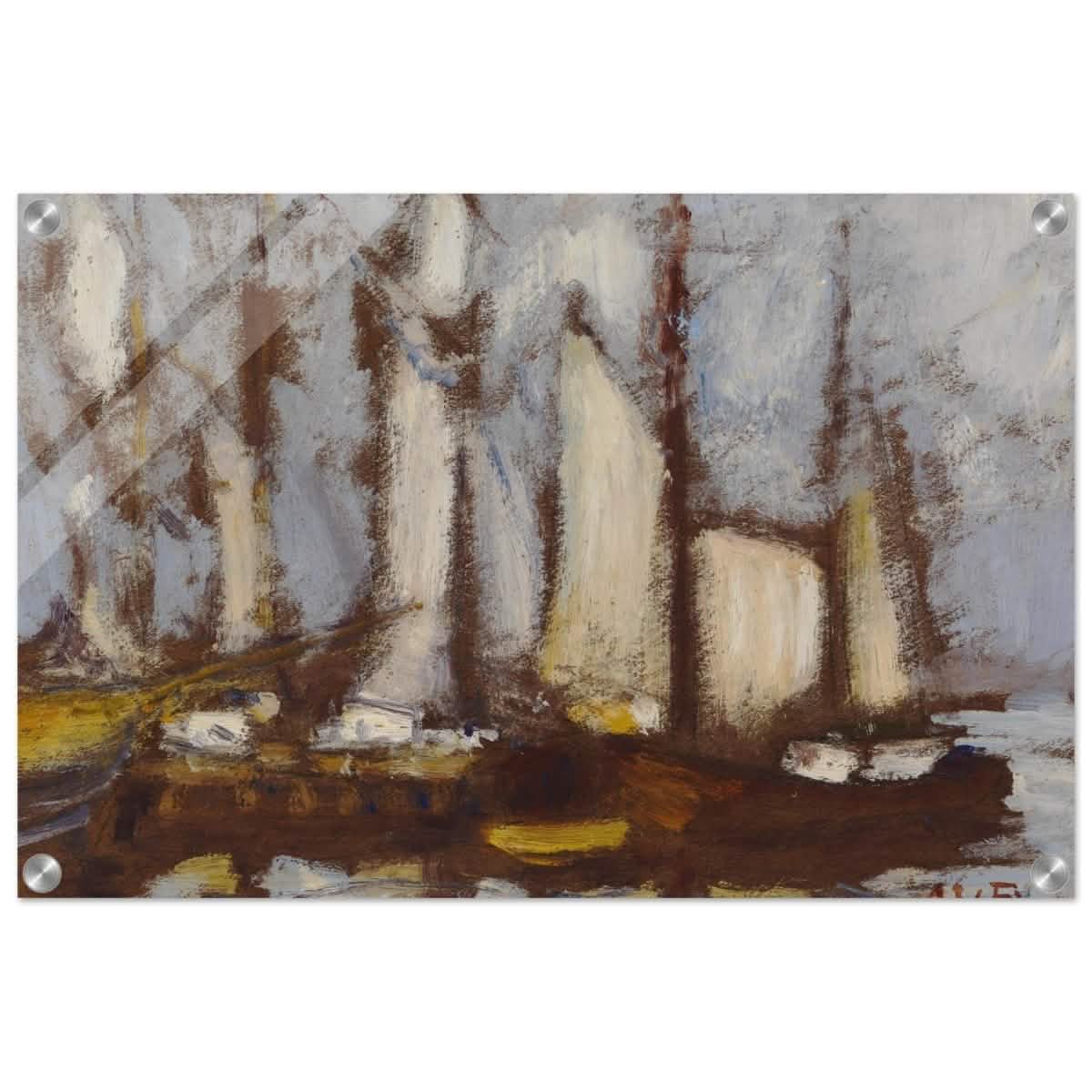 Sailing vessels, 1929, by Alfred William Finch | Vintage wall art print - Acrylic Print - 40x60 cm / 16x24″ -