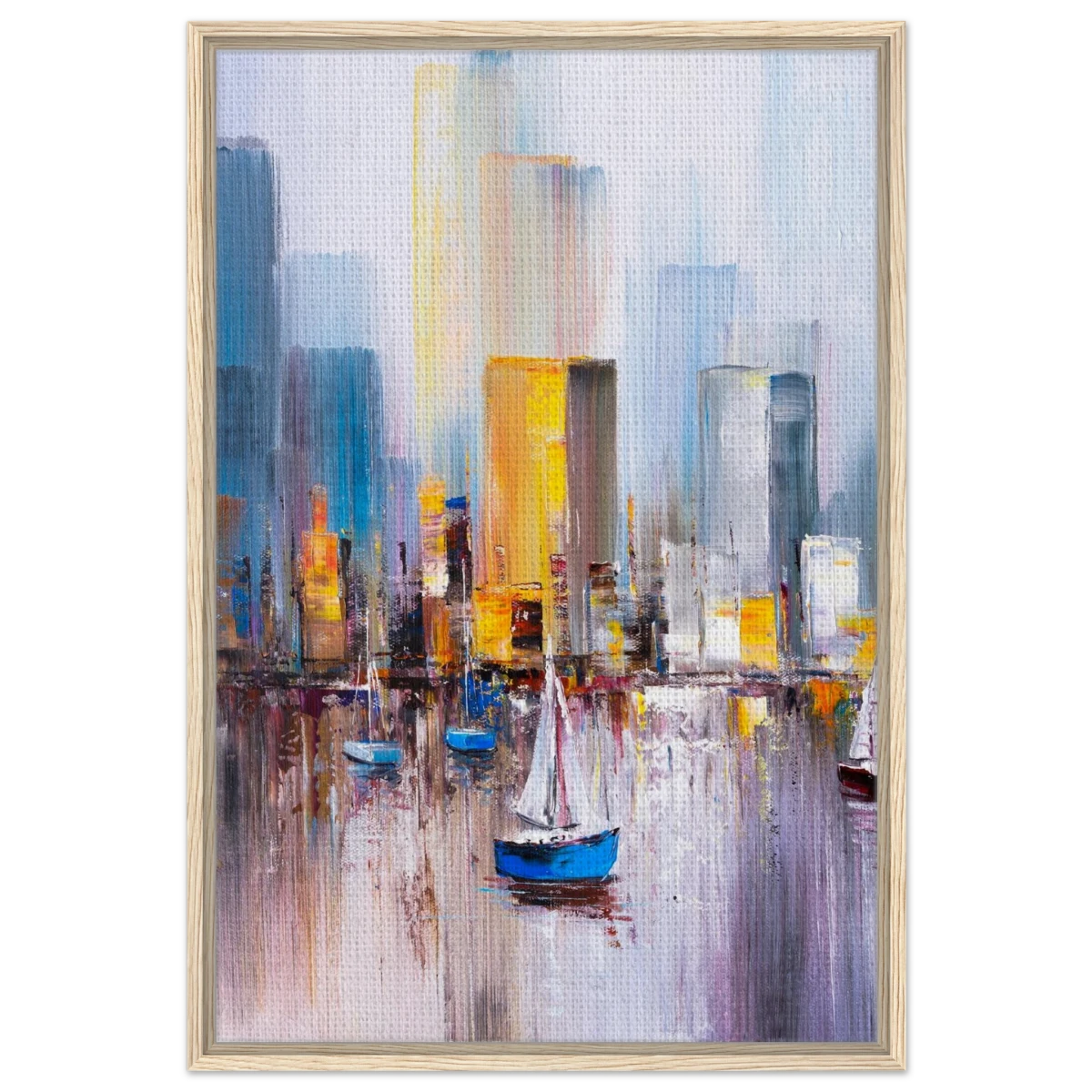 “Sails & Skylines” – Urban Reflections in Motion | Modern Wall art Print - Framed Canvas - 60x90 cm / 24x36″ - Wood frame