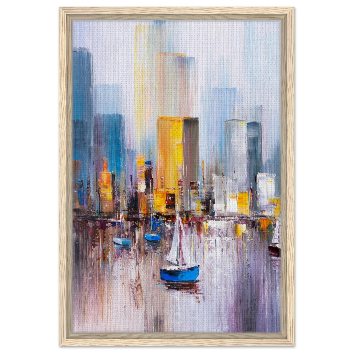 “Sails & Skylines” – Urban Reflections in Motion | Modern Wall art Print - Framed Canvas - 40x60 cm / 16x24″ - Wood frame