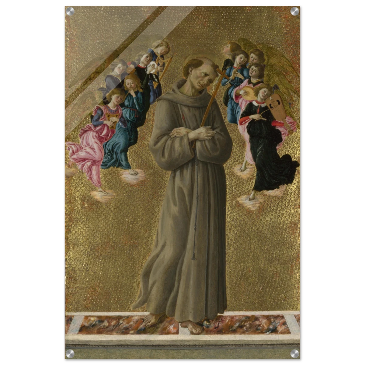Saint Francis of Assisi with Angels by Sandro Botticelli | Vintage art Wall art print - 60x90 cm / 24x36″ - Acrylic Print -