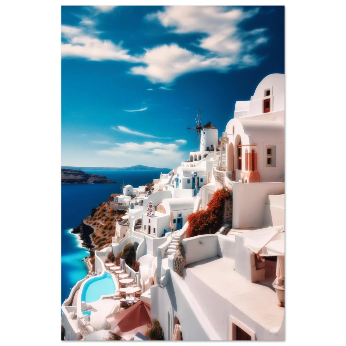 “Santorini Serenity” – Dreamy Greek Island Wall Art Print - Fine Art Poster - 60x90 cm / 24x36″ -
