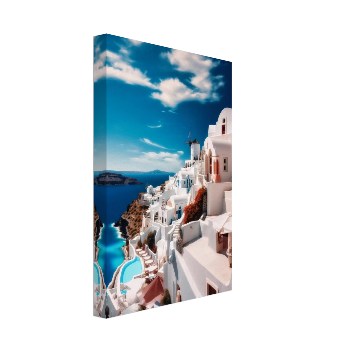 “Santorini Serenity” – Dreamy Greek Island Wall Art Print - Canvas - 20x30 cm / 8x12″ -