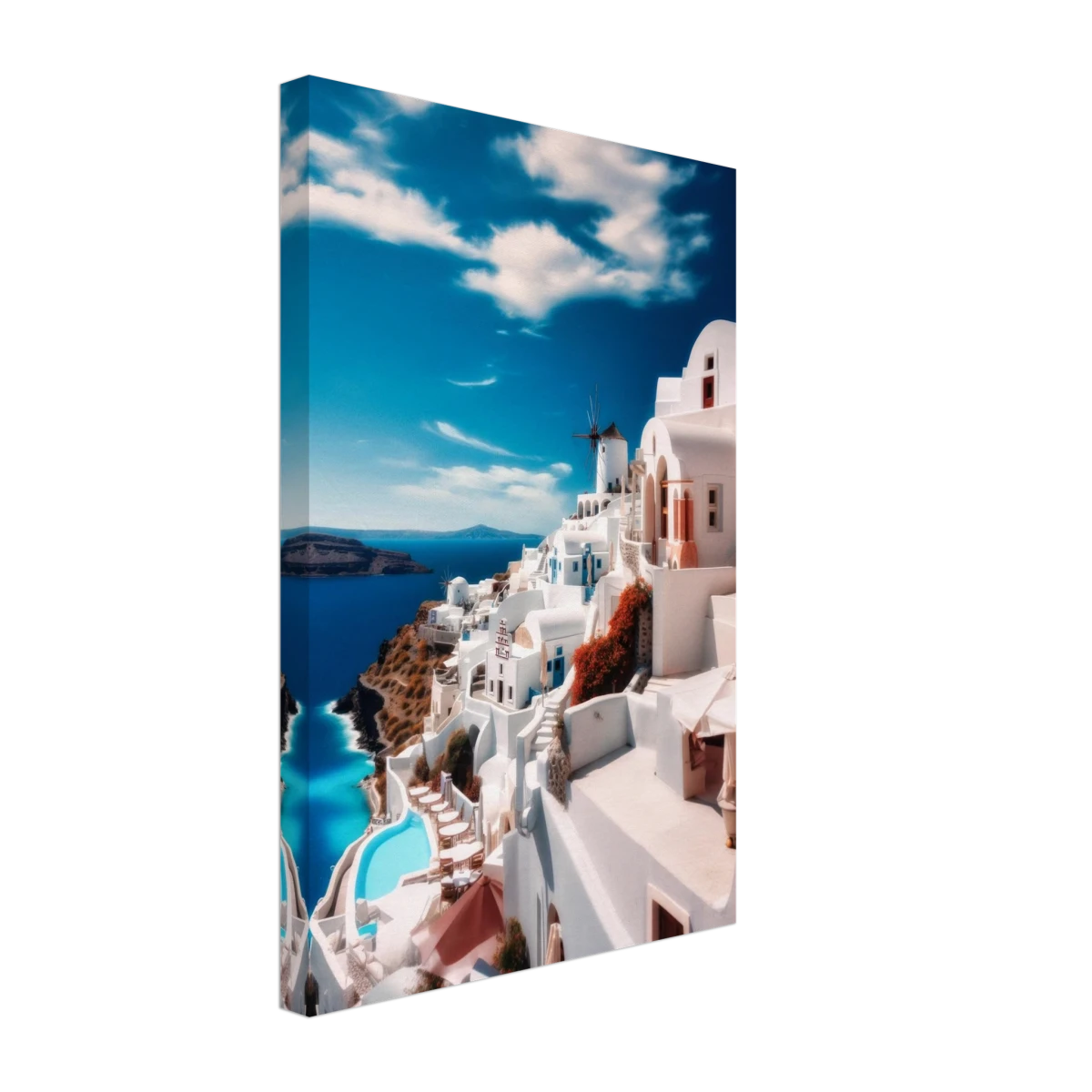 “Santorini Serenity” – Dreamy Greek Island Wall Art Print - Canvas - 30x45 cm / 12x18″ -