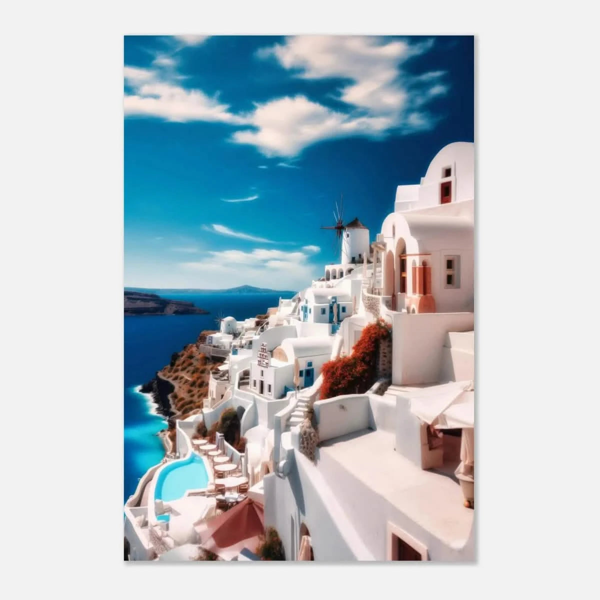 “Santorini Serenity” – Dreamy Greek Island Wall Art Print - Aluminum Print - 30x45 cm / 12x18″ -