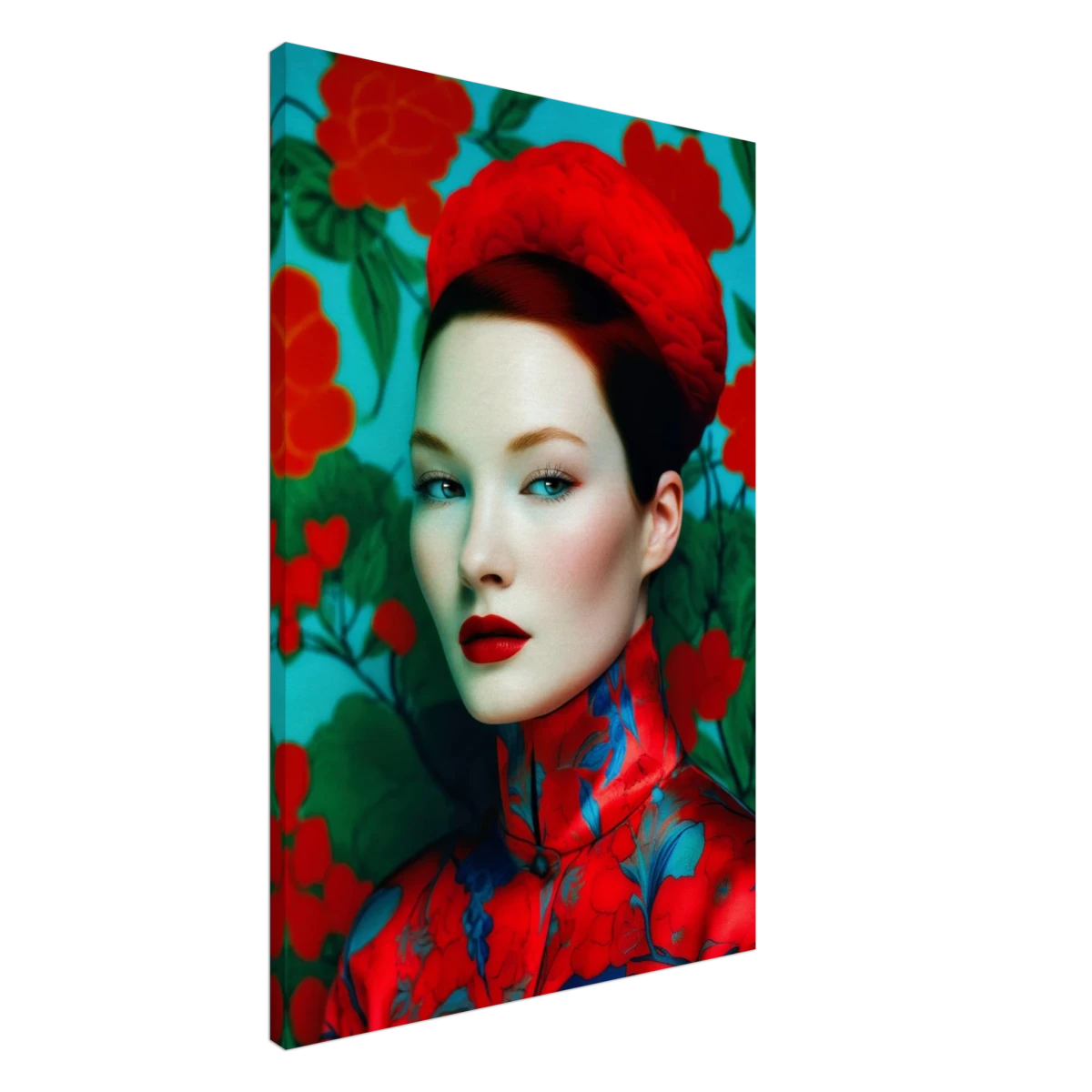 "Scarlet Gaze" – Bold Contemporary Fashion Portrait | Wall Art Print | 3 Design Options - Design Option 2 - 60x90 cm / 24x36″ -