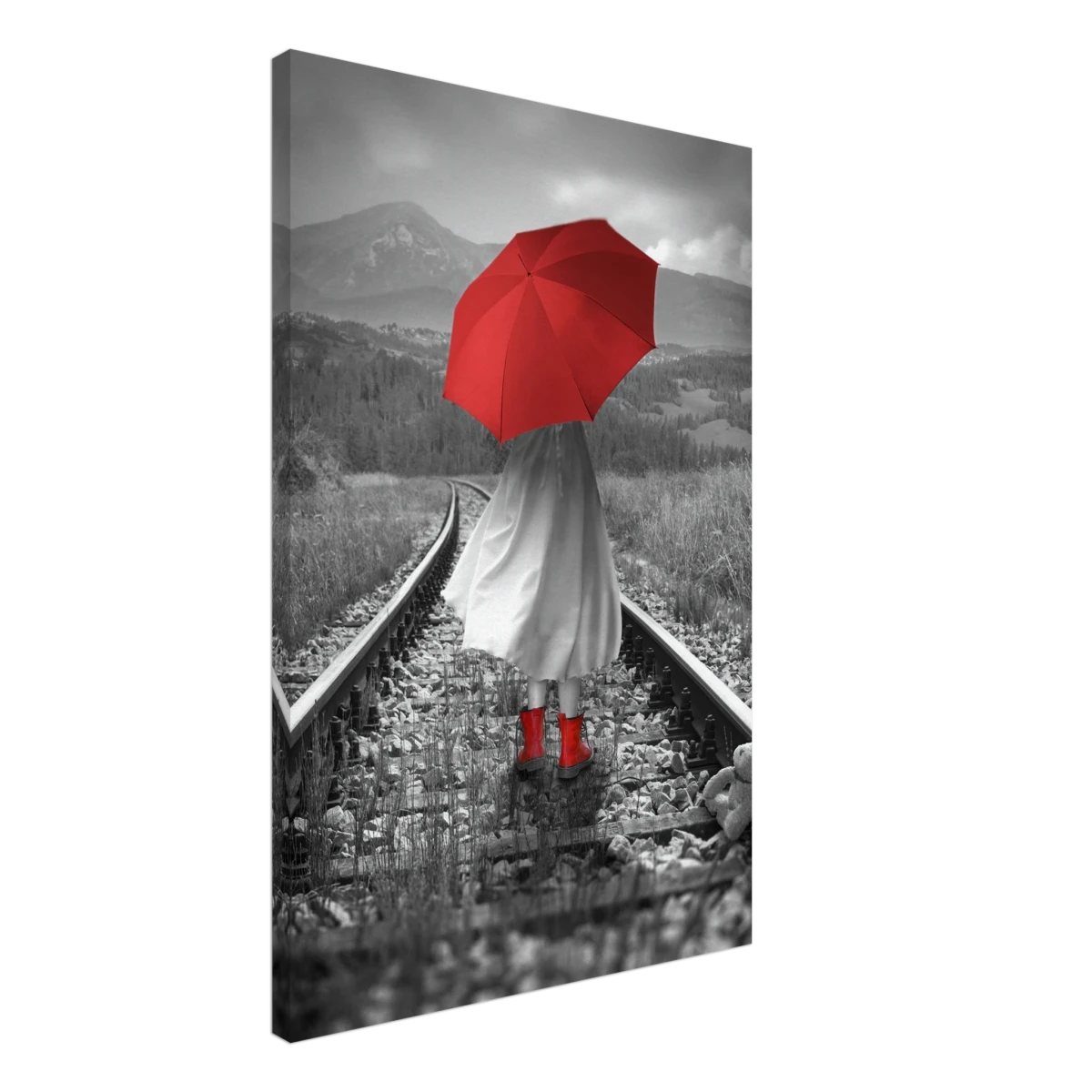 Scarlet Journey – Striking Black & White wall Art Print - Canvas - 50x75 cm / 20x30″ -