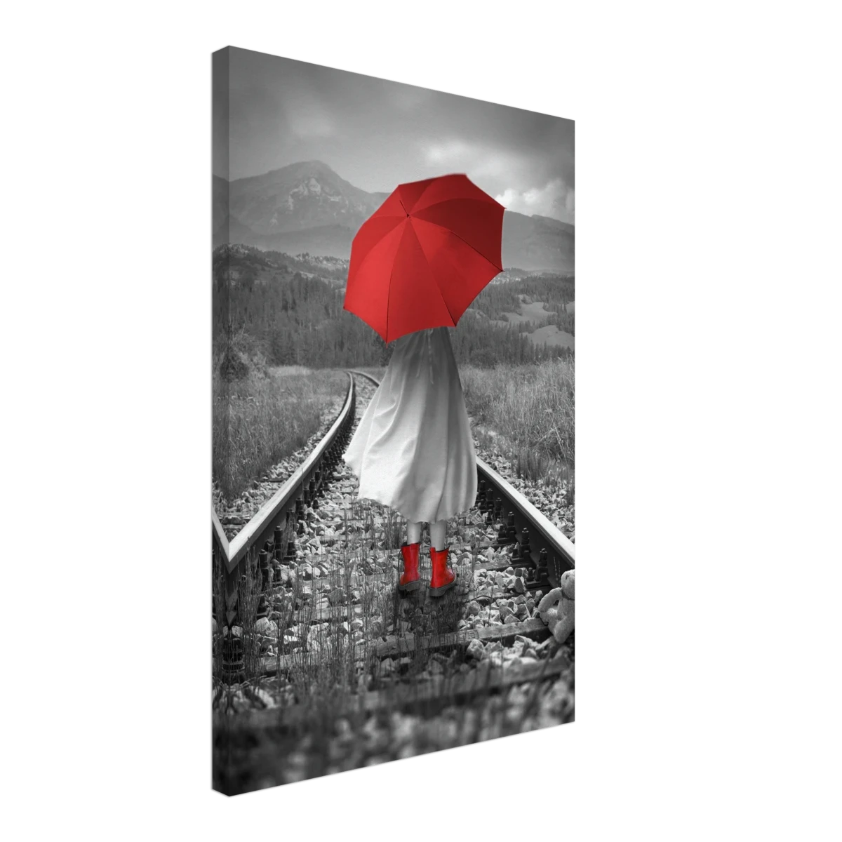 Scarlet Journey – Striking Black & White wall Art Print - Canvas - 60x90 cm / 24x36″ -
