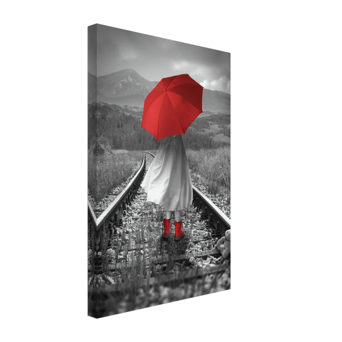 Scarlet Journey – Striking Black & White wall Art Print - Canvas - 40x60 cm / 16x24″ -