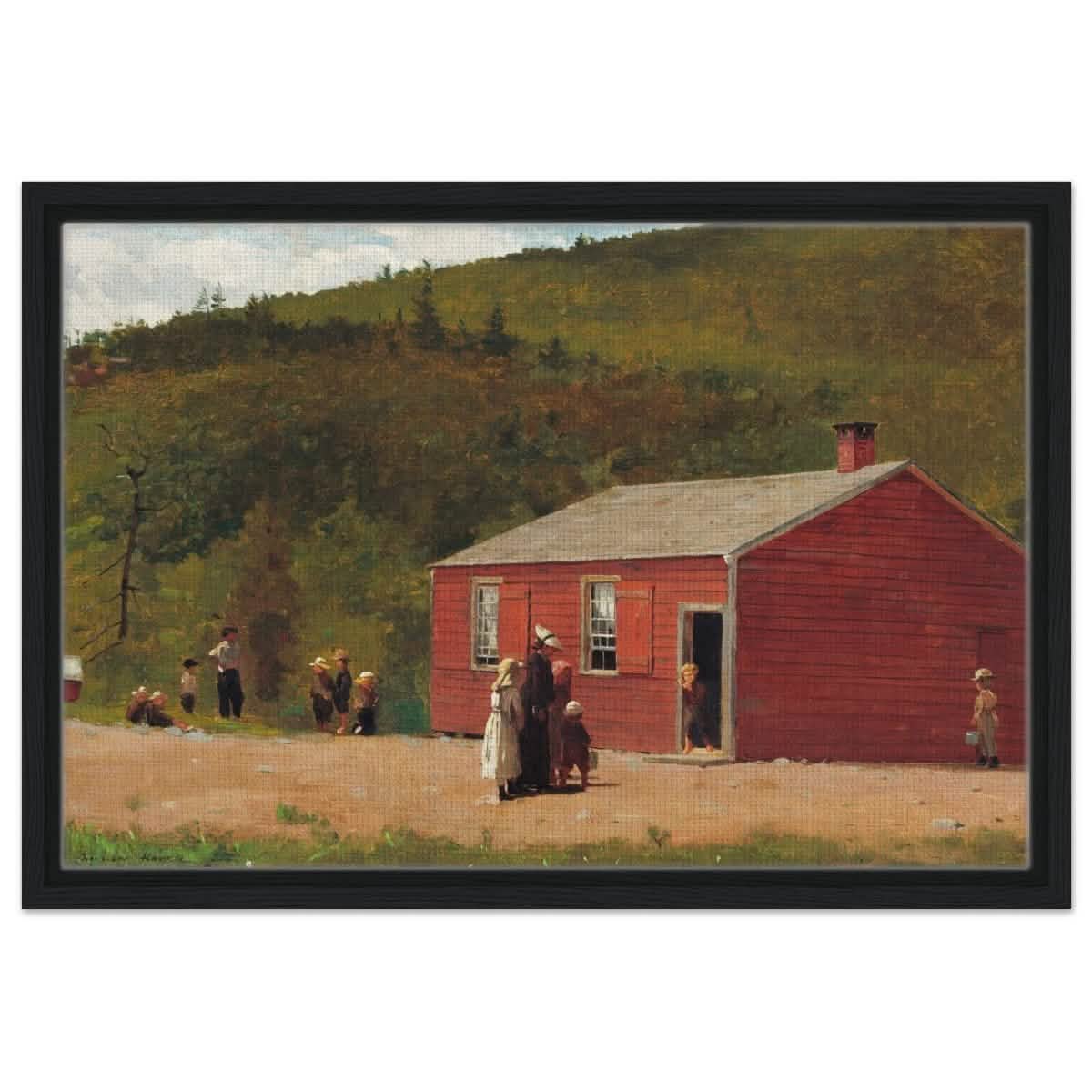 School Time by Winslow Homer | Vintage wall art print - Framed Canvas - 40x60 cm / 16x24″ - Black frame