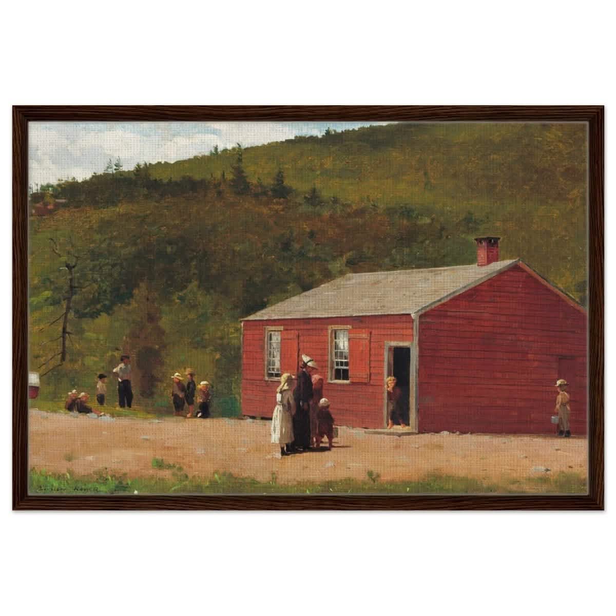 School Time by Winslow Homer | Vintage wall art print - Framed Canvas - 60x90 cm / 24x36″ - Dark wood frame