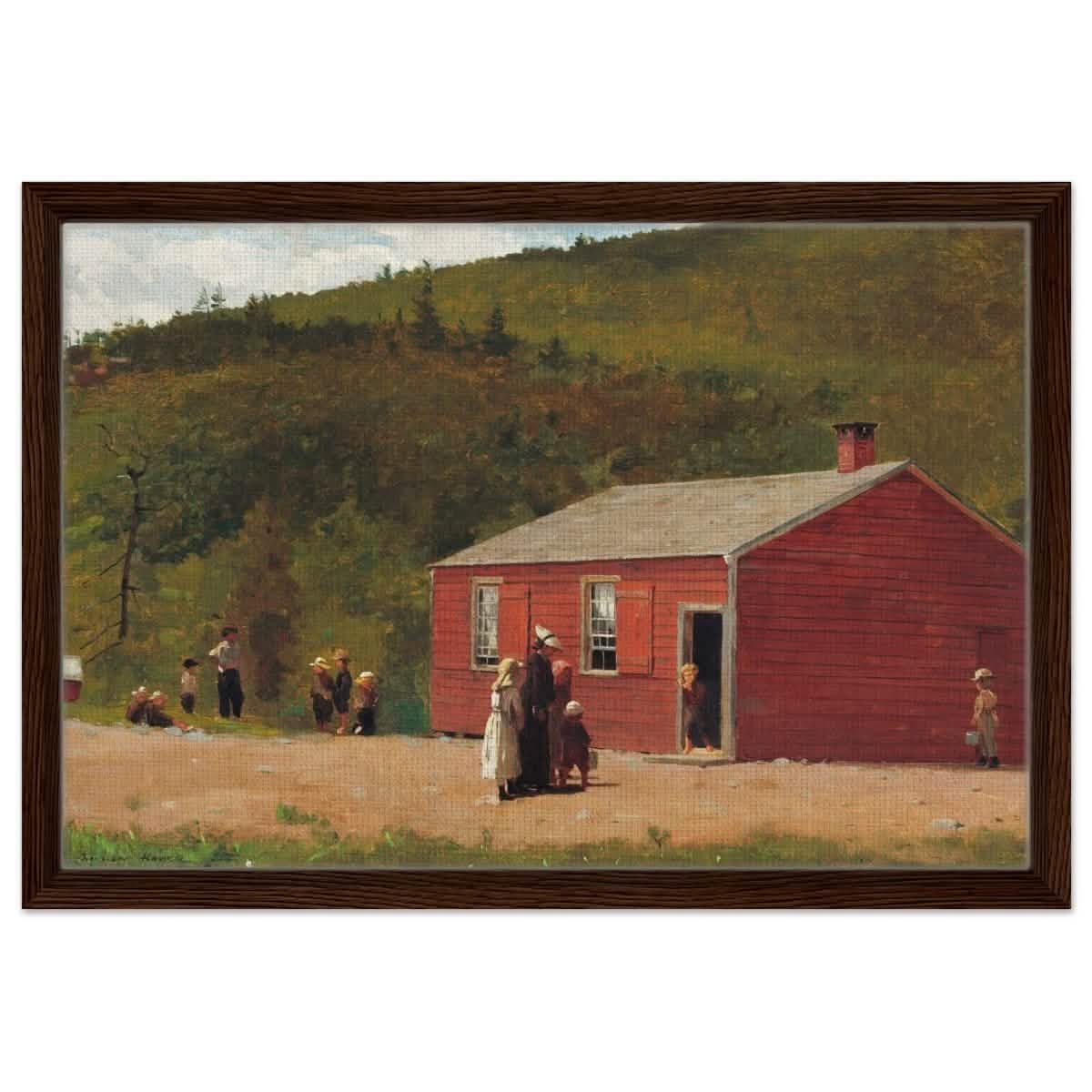 School Time by Winslow Homer | Vintage wall art print - Framed Canvas - 40x60 cm / 16x24″ - Dark wood frame