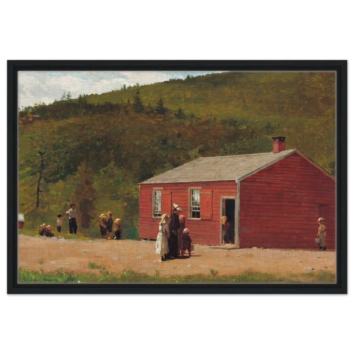 School Time by Winslow Homer | Vintage wall art print - Framed Canvas - 50x75 cm / 20x30″ - Black frame