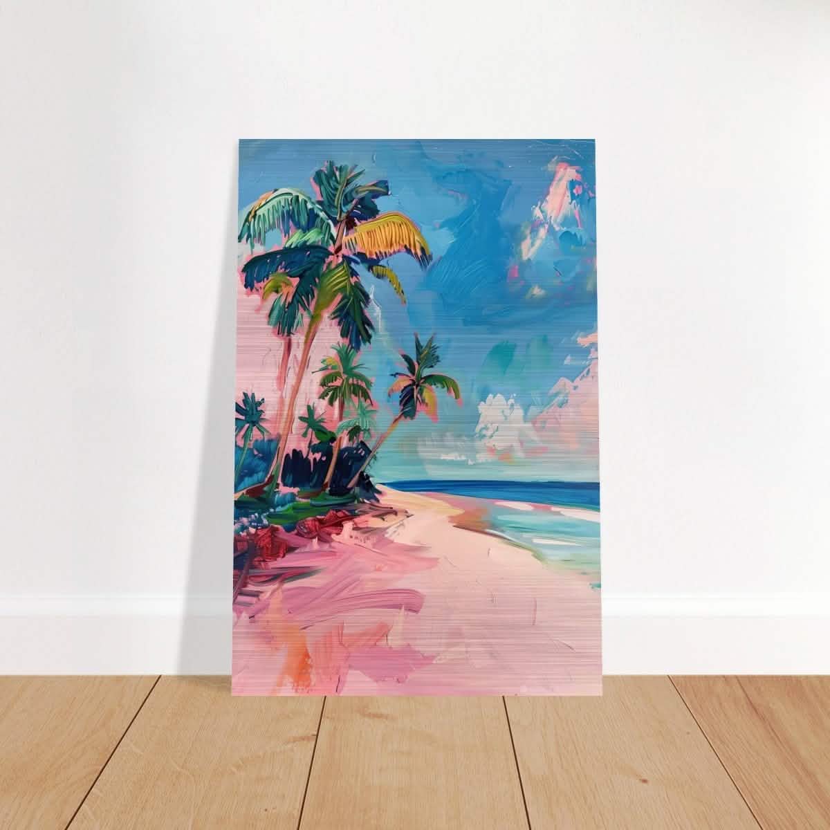 Seaside Dreams | Vibrant Mediterranean Wall Art | Palm Beach wall art print - Brushed Aluminum Print - 30x45 cm / 12x18″ -