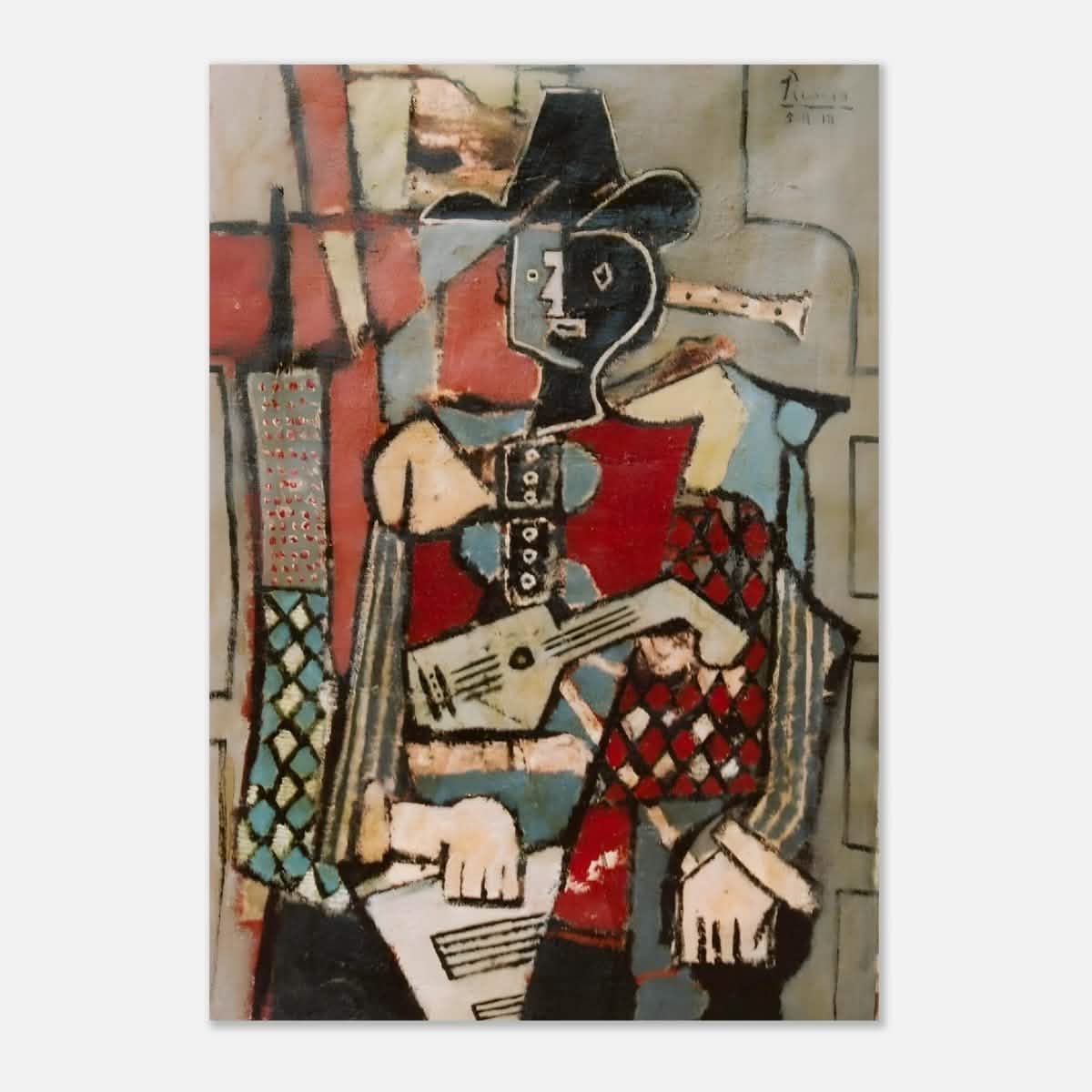 Seated Harlequin by Pablo Picasso - Aluminum Print - 70x100 cm / 28x40″ -