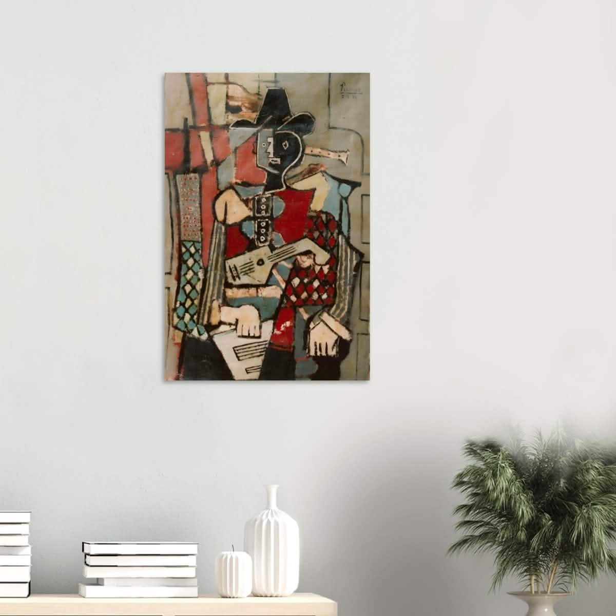 Seated Harlequin by Pablo Picasso - Wood Prints - 50x75 cm / 20x30″ - 20 mm