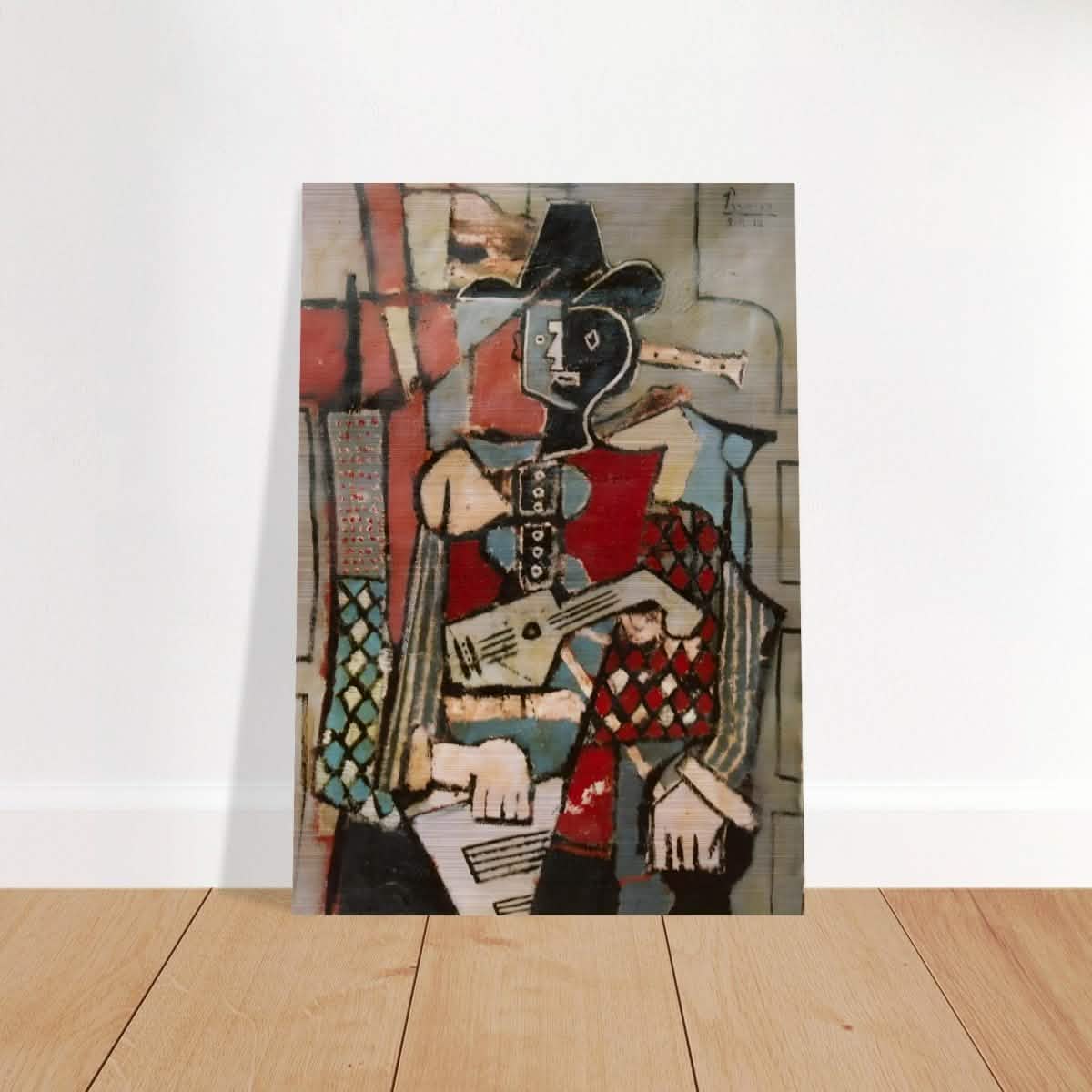 Seated Harlequin by Pablo Picasso - Brushed Aluminum Print - 70x100 cm / 28x40″ -