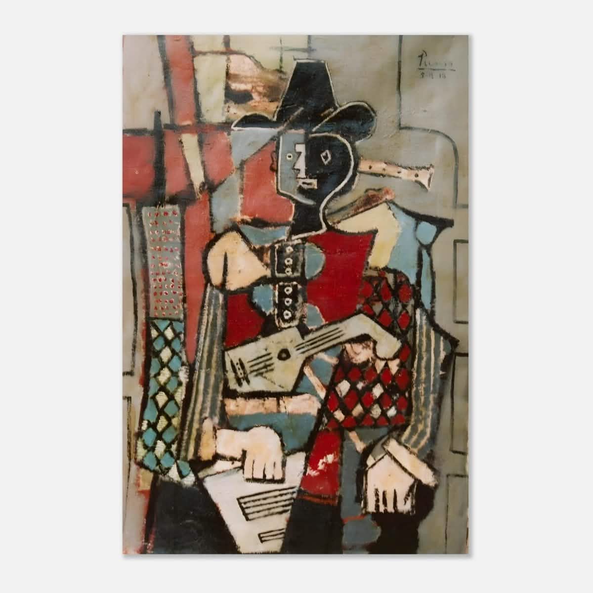 Seated Harlequin by Pablo Picasso - Aluminum Print - 50x75 cm / 20x30″ -