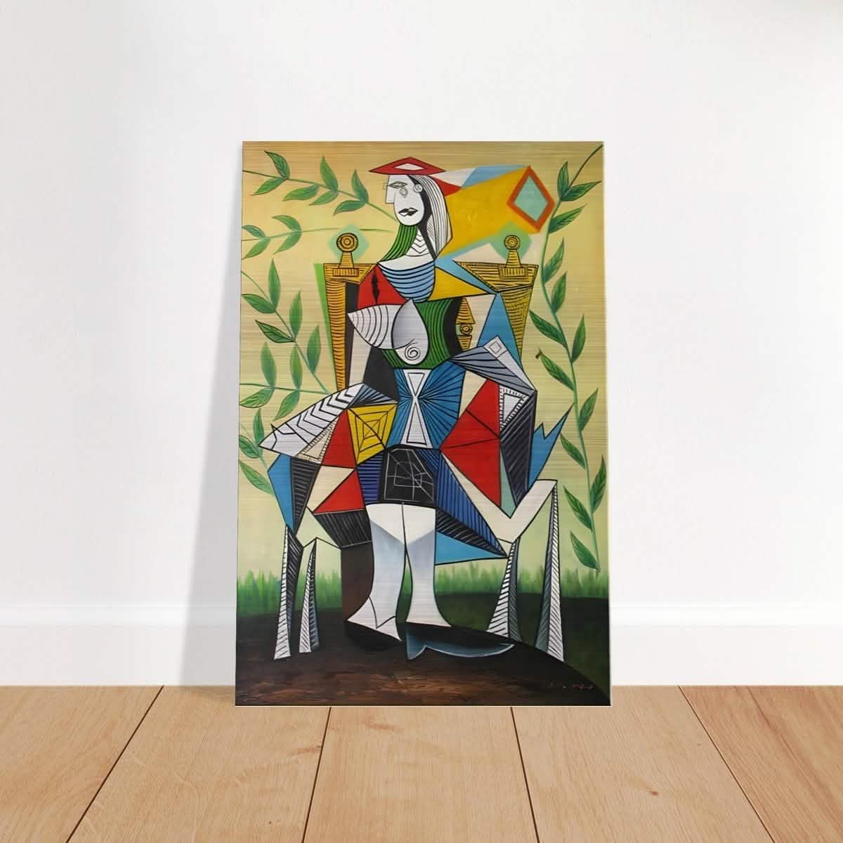 Seated Woman in a Garden by Pablo Picasso 1938 - Brushed Aluminum Print - 50x75 cm / 20x30″ -