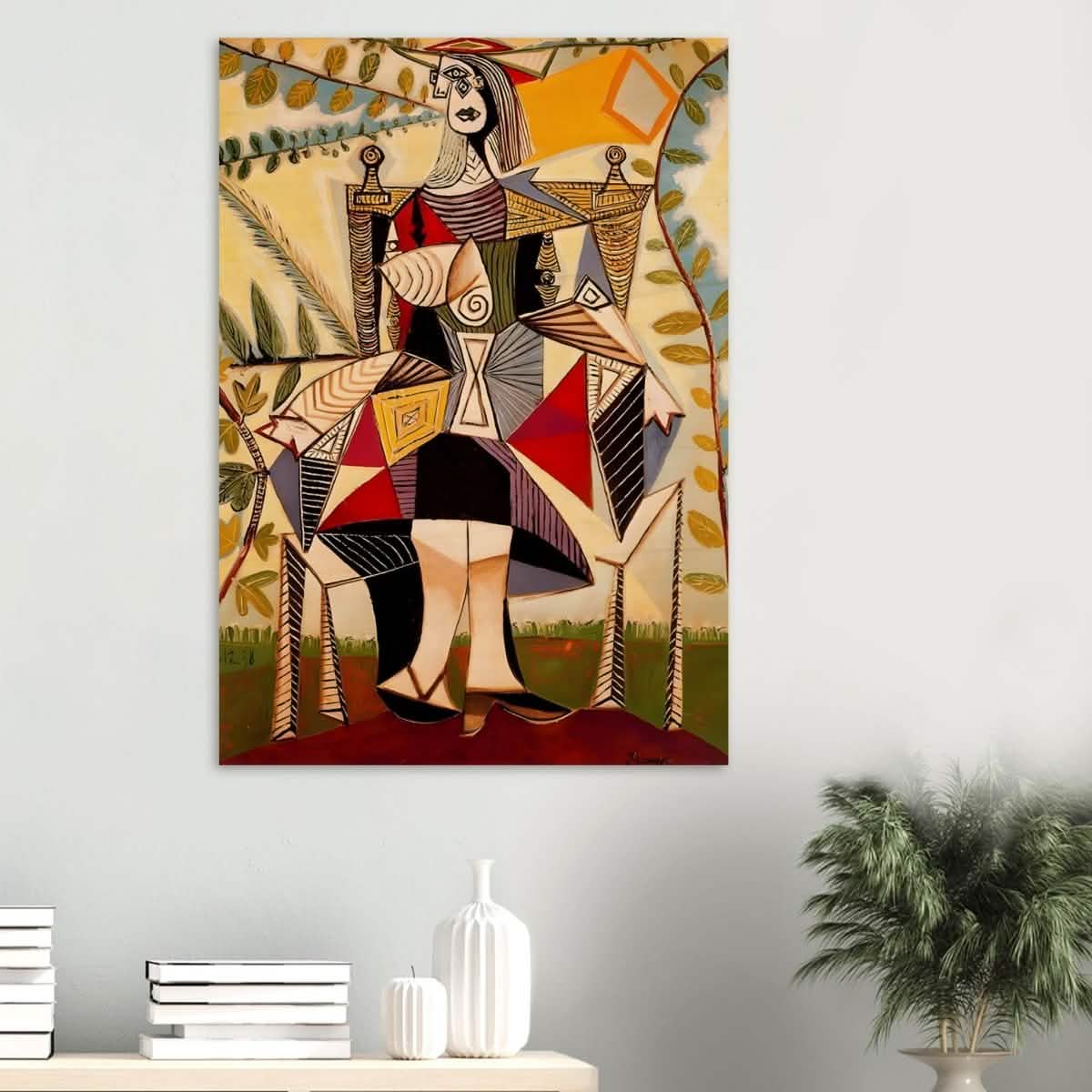 Seated Woman in a Garden by Pablo Picasso - Wood Prints - 70x100 cm / 28x40″ - 10 mm