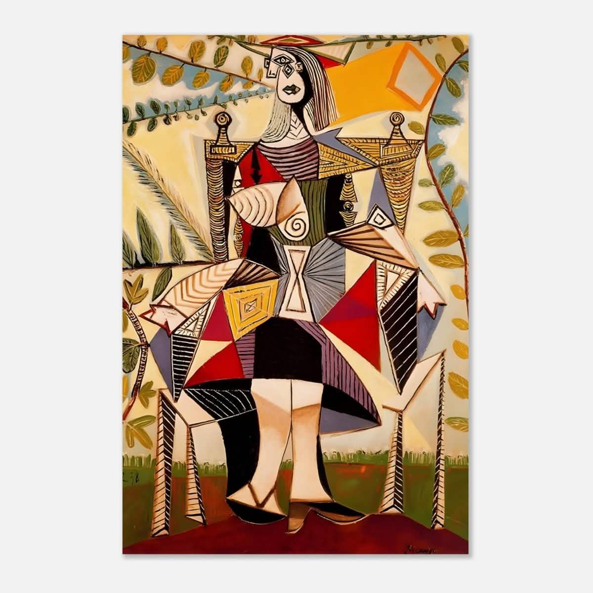 Seated Woman in a Garden by Pablo Picasso - Aluminum Print - 50x75 cm / 20x30″ -