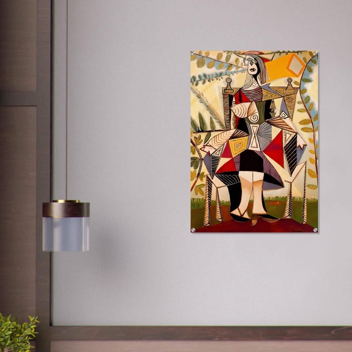 Seated Woman in a Garden by Pablo Picasso - Acrylic Print - 70x100 cm / 28x40″ -