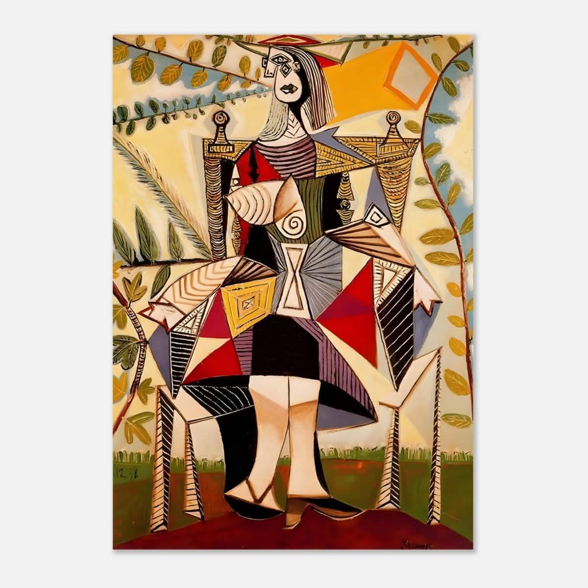 Seated Woman in a Garden by Pablo Picasso - Aluminum Print - 70x100 cm / 28x40″ -