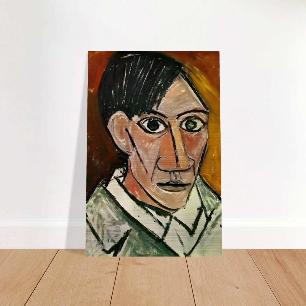 Self - Portrait by Pablo Picasso 1901 | Cubism wall art print - Brushed Aluminum Print - 40x60 cm / 16x24″ -