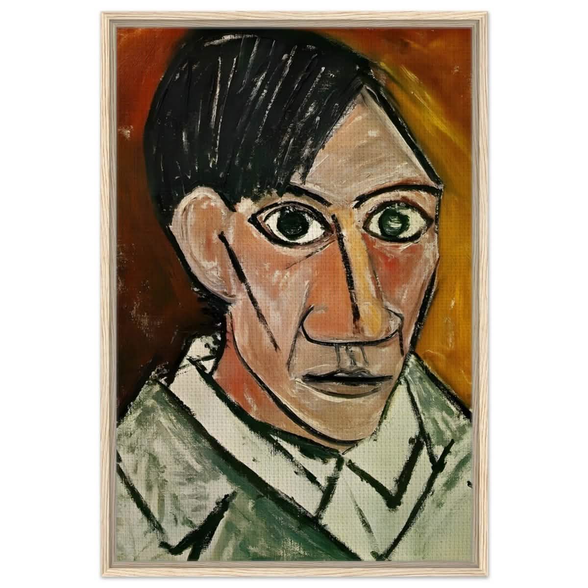 Self - Portrait by Pablo Picasso 1901 | Cubism wall art print - Framed Canvas - 60x90 cm / 24x36″ - Wood frame