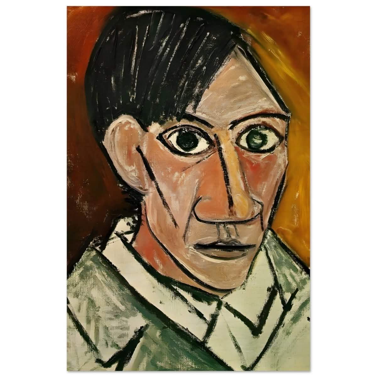 Self - Portrait by Pablo Picasso 1901 | Cubism wall art print - Wood Prints - 60x90 cm / 24x36″ -