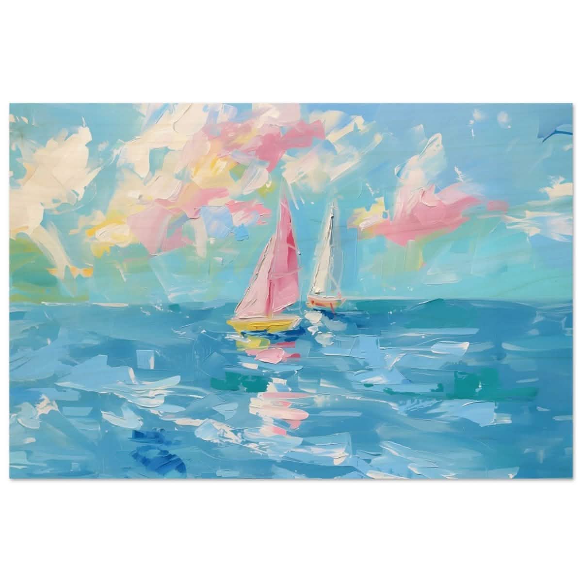 Serenade at Sea | Abstract Nautical Scene | Wall art Print - Wood Prints - 30x45 cm / 12x18″ -