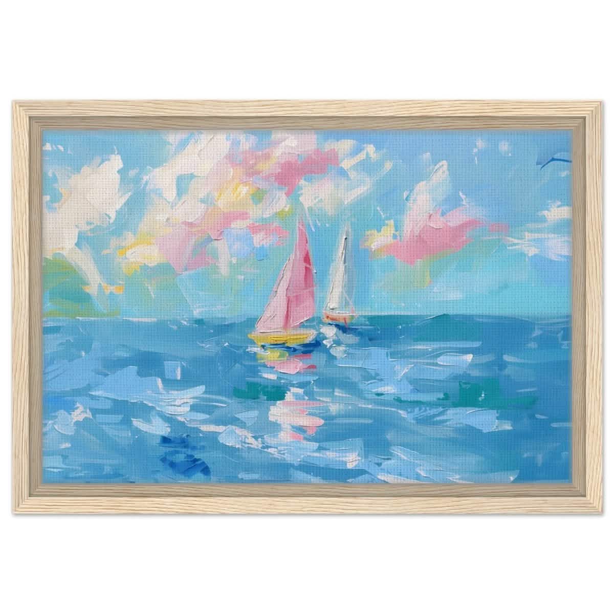 Serenade at Sea | Abstract Nautical Scene | Wall art Print - Framed Canvas - 30x45 cm / 12x18″ - Wood frame