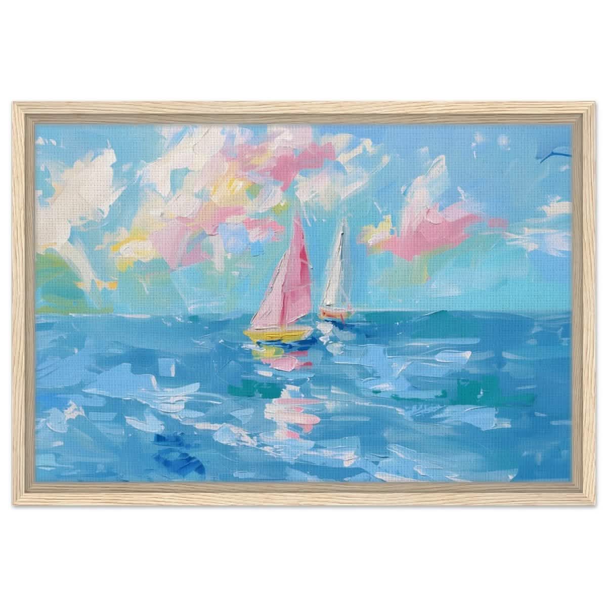 Serenade at Sea | Abstract Nautical Scene | Wall art Print - Framed Canvas - 40x60 cm / 16x24″ - Wood frame