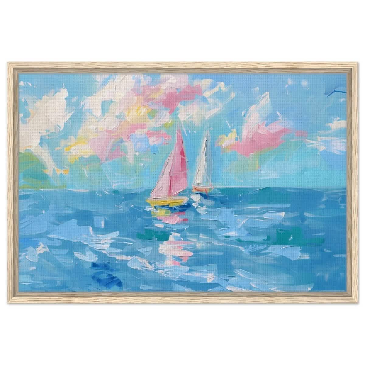 Serenade at Sea | Abstract Nautical Scene | Wall art Print - Framed Canvas - 50x75 cm / 20x30″ - Wood frame