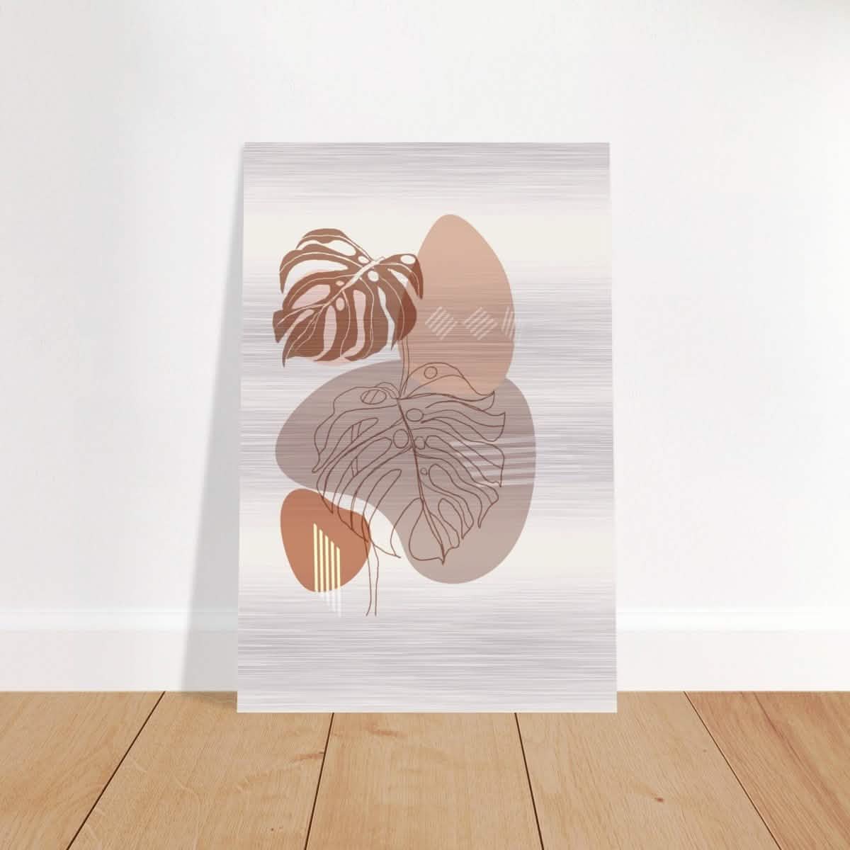 Serene Monstera: Abstract Harmony | Minimalist Wall art Print - 60x90 cm / 24x36″ - Brushed Aluminum Print -
