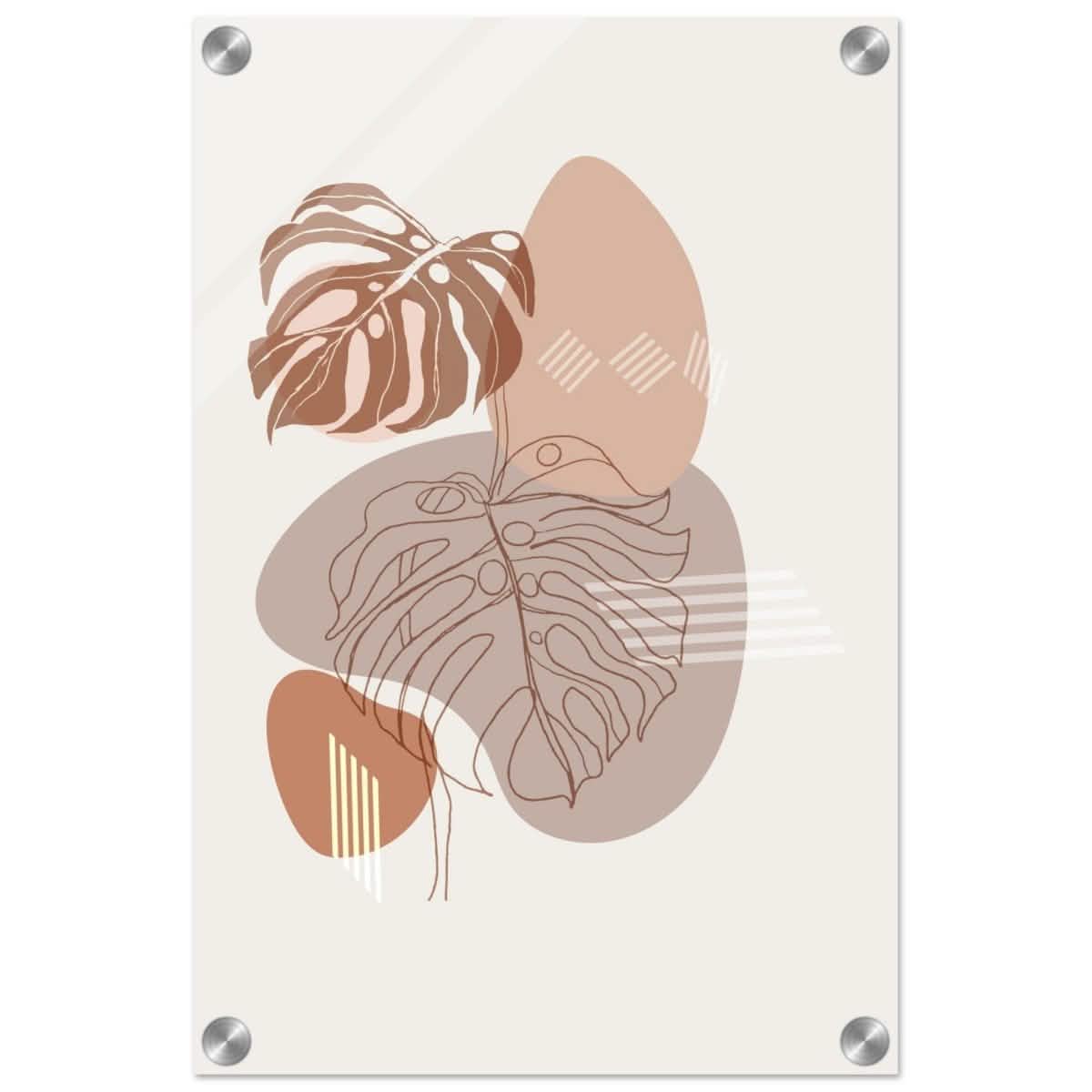 Serene Monstera: Abstract Harmony | Minimalist Wall art Print - 30x45 cm / 12x18″ - Acrylic Print -