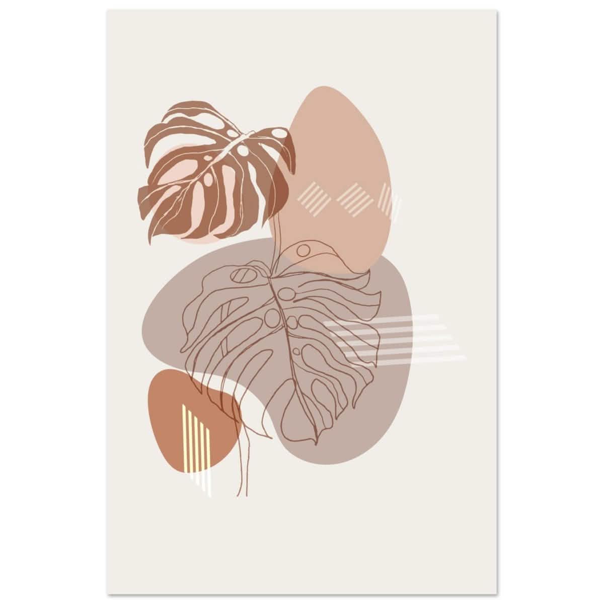Serene Monstera: Abstract Harmony | Minimalist Wall art Print - 40x60 cm / 16x24″ - Aluminum Print -