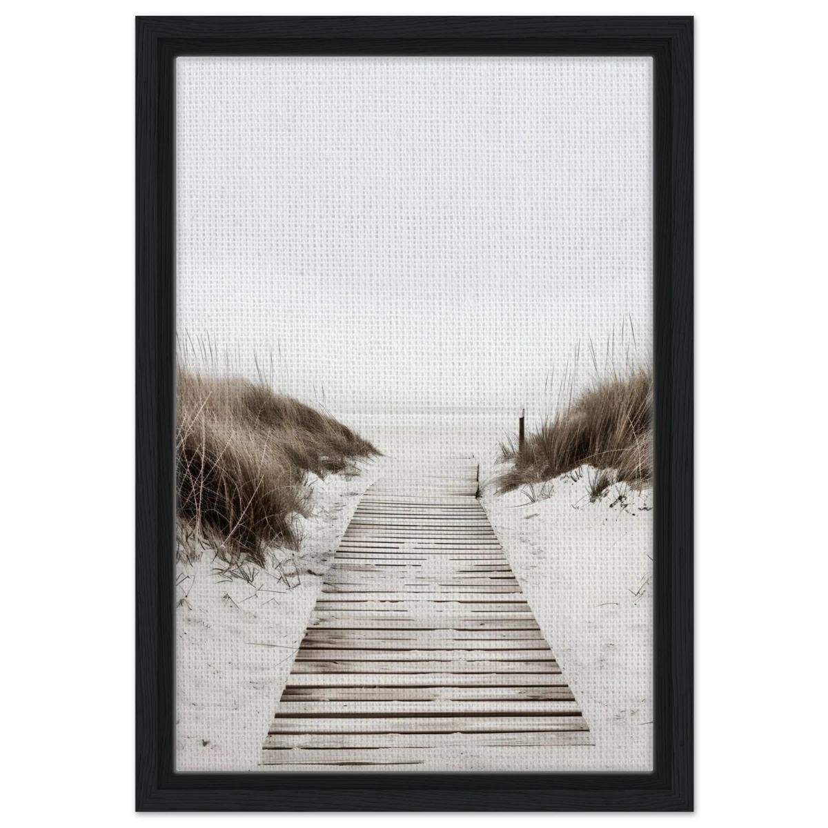 "Serene Pathway" – A Journey to Tranquility | Beach Wall art print - 30x45 cm / 12x18″ - Framed Canvas - Black frame