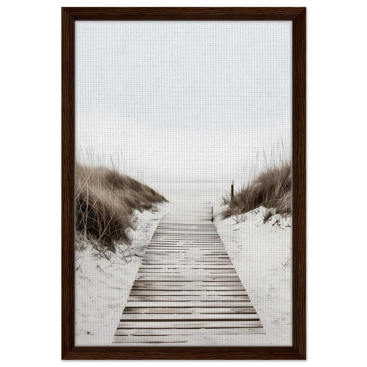 "Serene Pathway" – A Journey to Tranquility | Beach Wall art print - 40x60 cm / 16x24″ - Framed Canvas - Dark wood frame