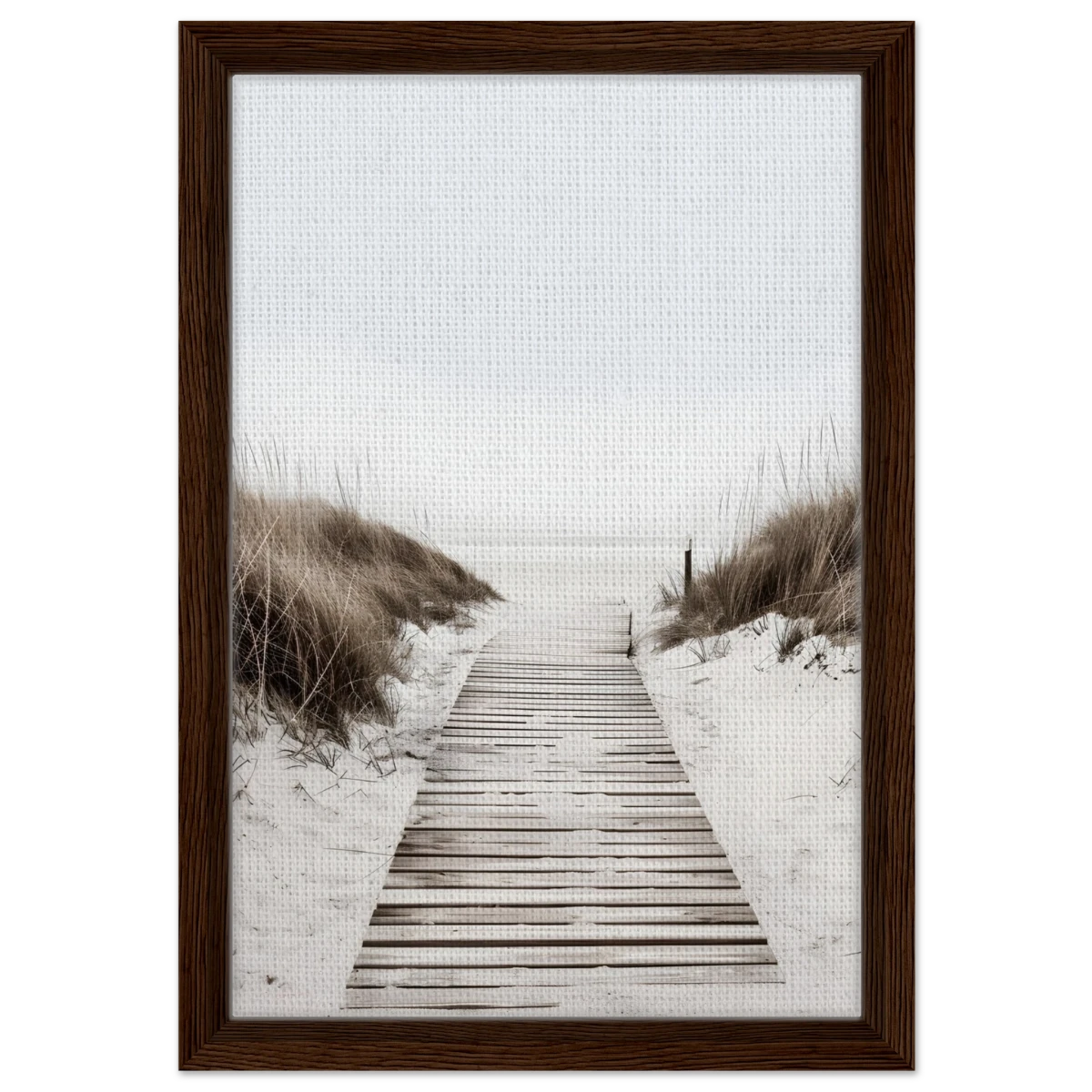 "Serene Pathway" – A Journey to Tranquility | Beach Wall art print - 30x45 cm / 12x18″ - Framed Canvas - Dark wood frame