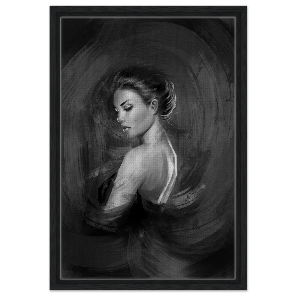 Shades of Solitude | Minimalist Black and White Wall art Print - 40x60 cm / 16x24″ - Framed Canvas - Black frame