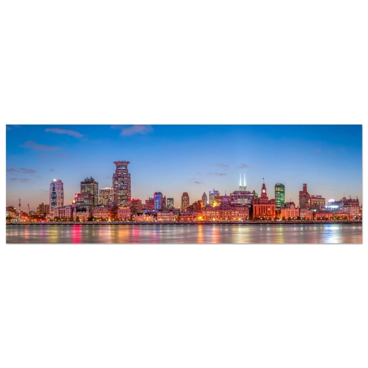 Shanghai Lights - A Skyline at Dusk | China | Panoramic 30x90 cm/ 12x36″ - Aluminum Print - 30x90 cm / 12x36″ -
