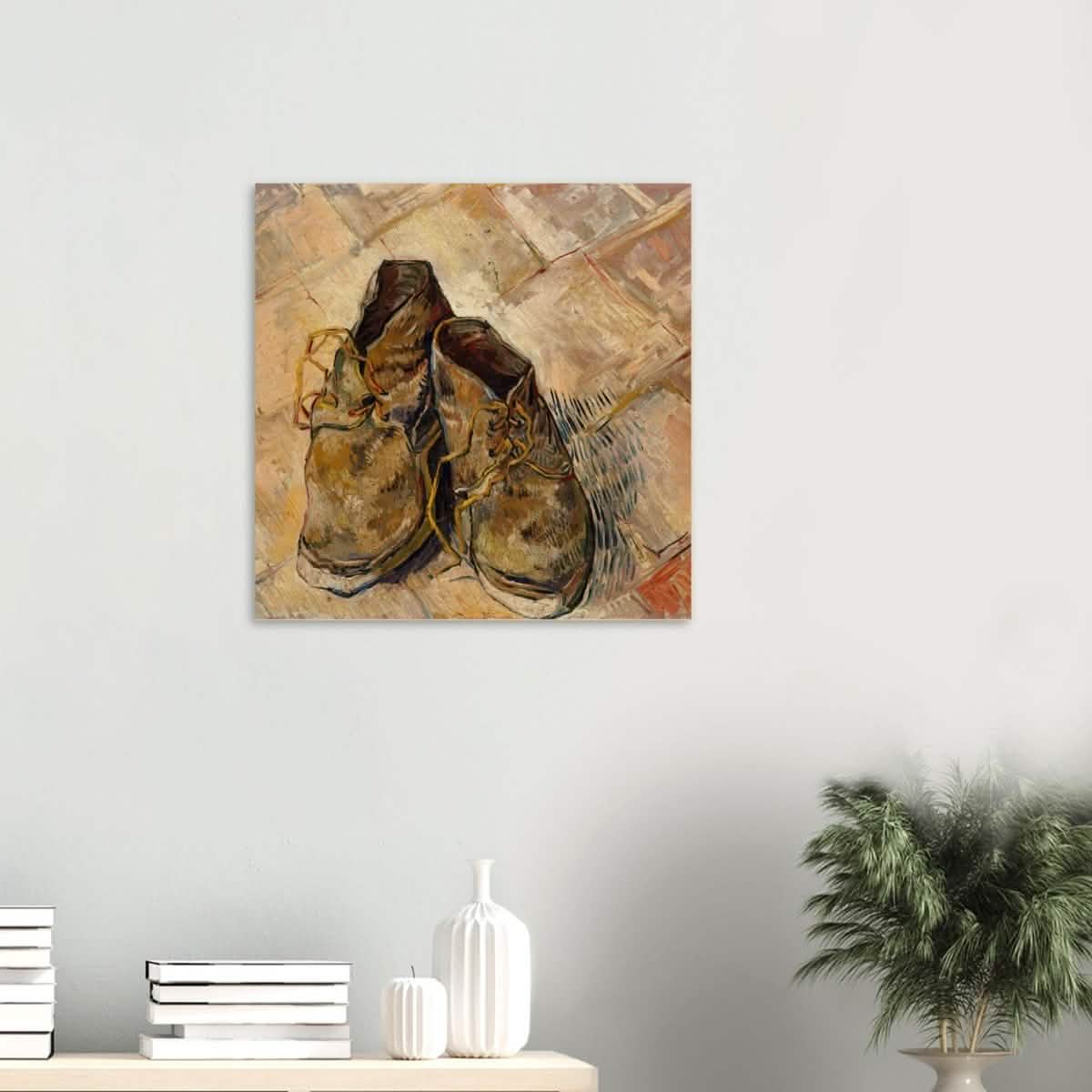 Shoes by Vincent van Gogh | Vintage wall art print - Wood Prints - 60x60 cm / 24x24″ - 10 mm