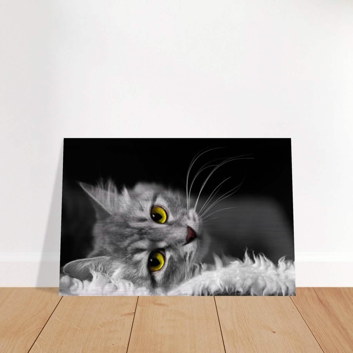 Silent Gaze: The Grey Cat's Serenity | Animal wall art print - Brushed Aluminum Print - 60x90 cm / 24x36″ -