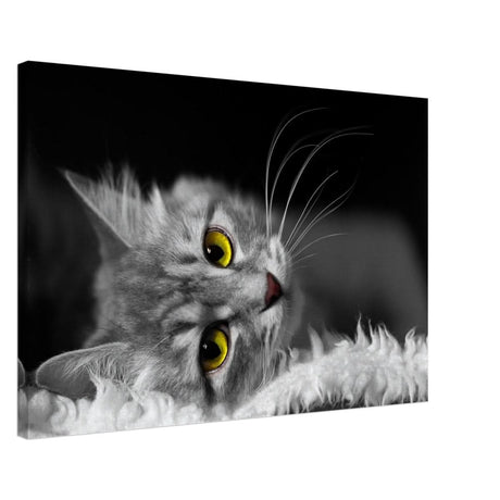 Silent Gaze: The Grey Cat's Serenity | Animal wall art print - Canvas - 50x75 cm / 20x30″ -