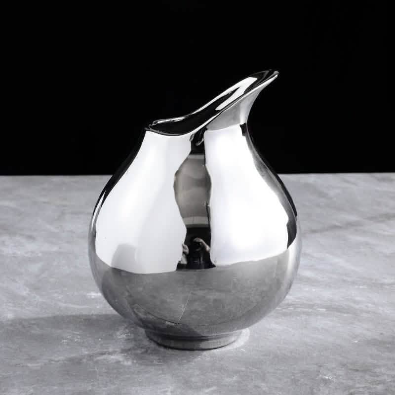 Silver Ceramic Modern Vase Collection – Abstract Pot - Shaped Design - Cup Vase -