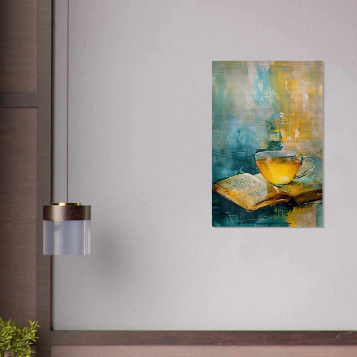 Sip of Wisdom | Contemporary Still Life Art | Abstract Realism - Brushed Aluminum Print - 30x45 cm / 12x18″ -
