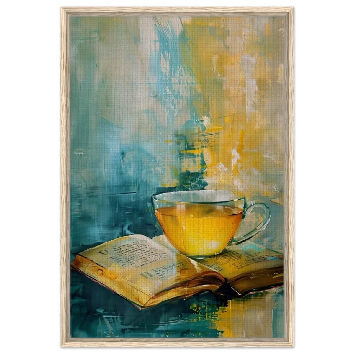 Sip of Wisdom | Contemporary Still Life Art | Abstract Realism - Framed Canvas - 30x45 cm / 12x18″ - Wood frame