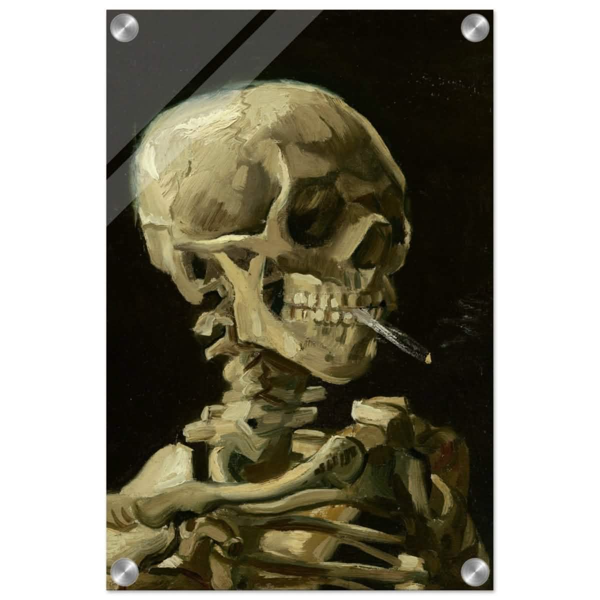 Skull of a Skeleton with Burning Cigarette by Vincent van Gogh | Vintage wall art print - Acrylic Print - 30x45 cm / 12x18" -