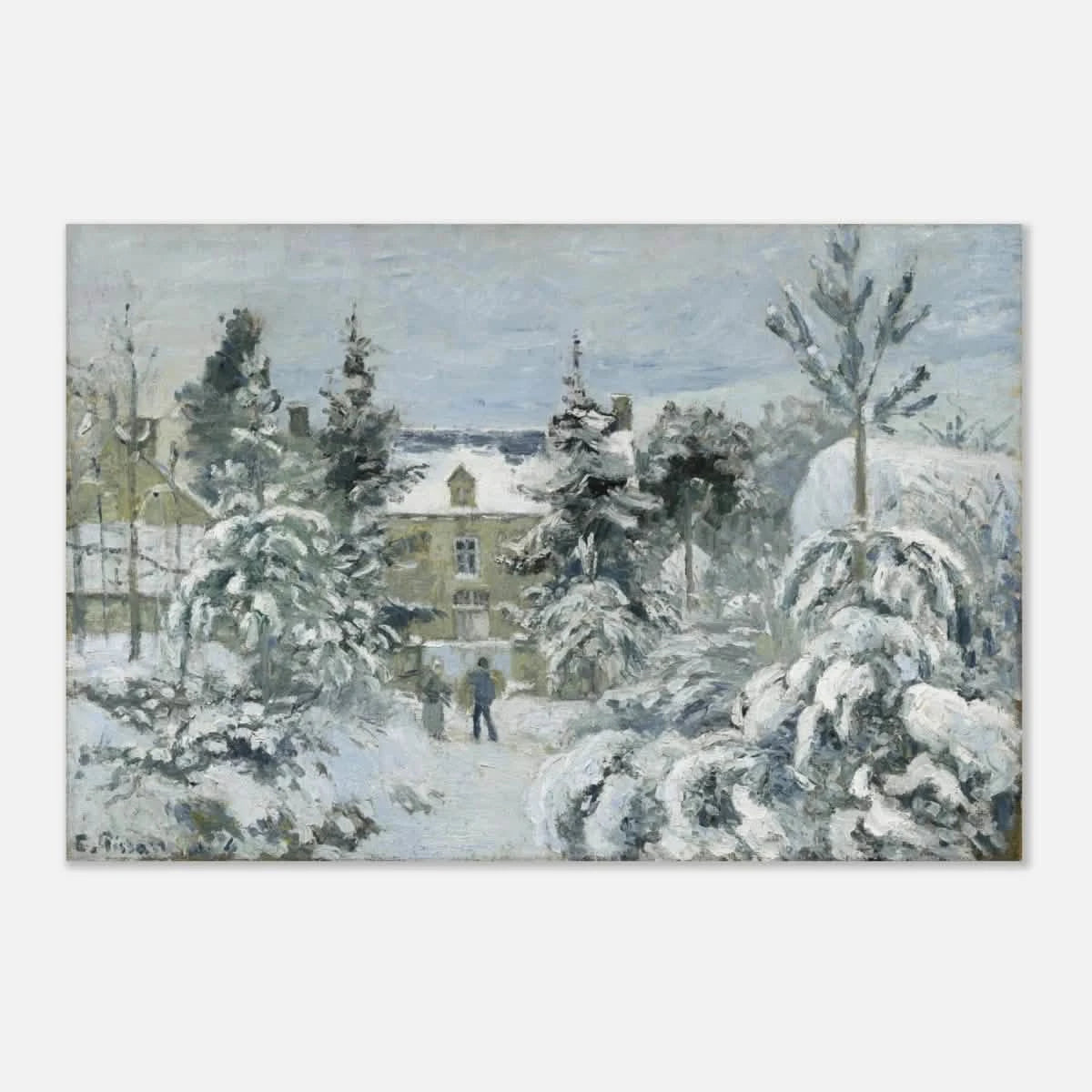 Snow at Éragny – Winter Impressionist Wall Art Print by Camille Pissarro - Aluminum Print - 50x75 cm / 20x30″ -