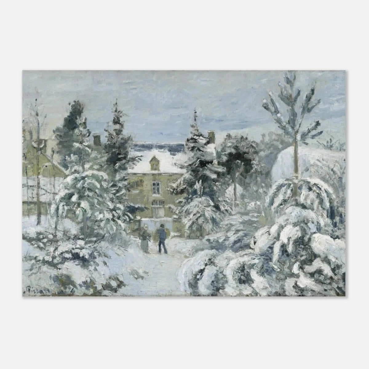 Snow at Éragny – Winter Impressionist Wall Art Print by Camille Pissarro - Aluminum Print - 70x100 cm / 28x40″ -